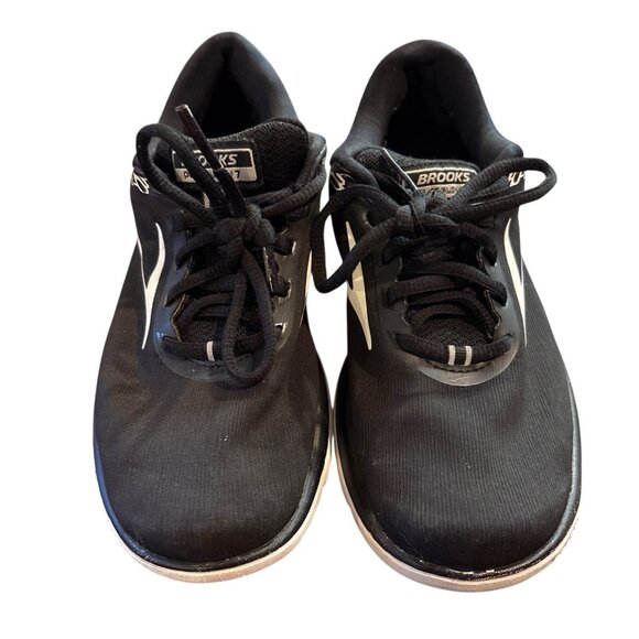 Brooks PureFlow 7 Running Shoes Women Size 5.5 Black & White Tie Up - Picture 3 of 7